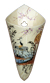 Vase en forme de cornet, décor inspiration asiatique