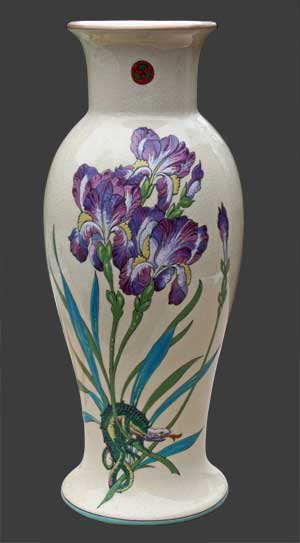 Vase, décor fleurs d'iris