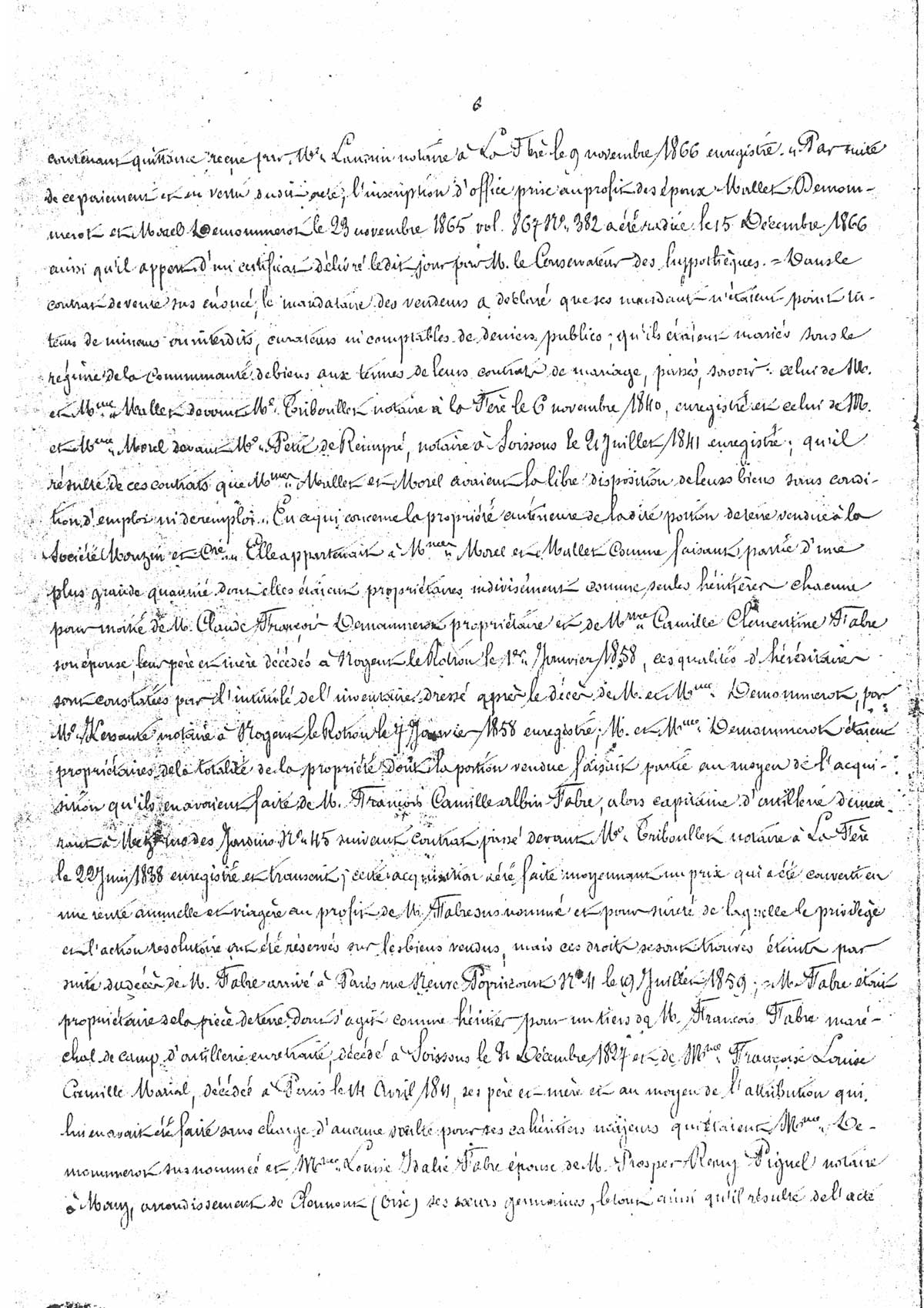 Page 6 d'extraits des minutes du tribunal de première instance à Laon de la vente de la faïencerie Auguste Mouzin et Cie à Tergnier