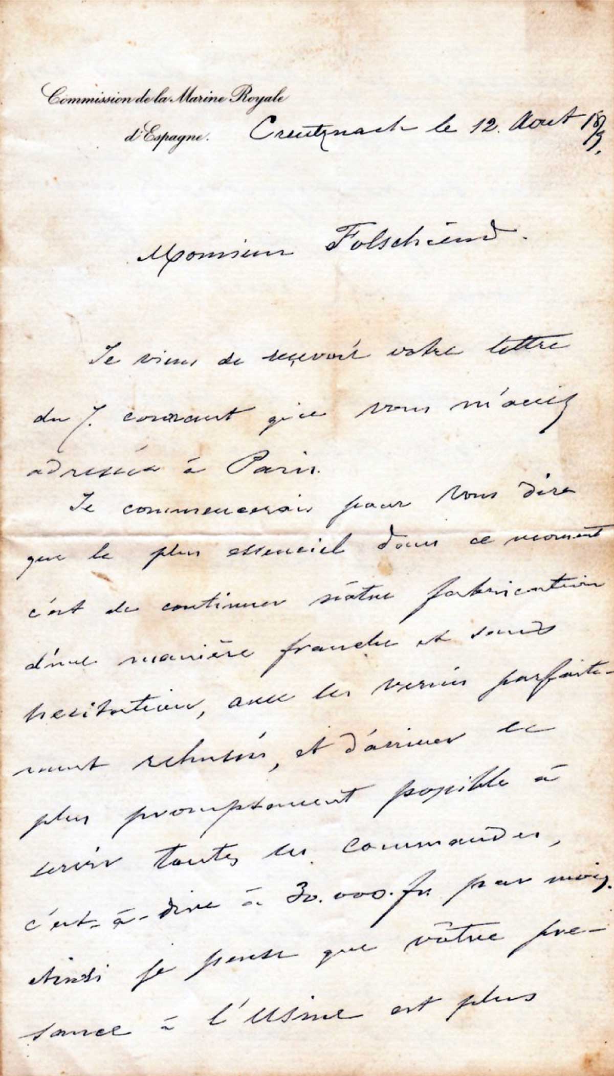 Page 1 de la lettre