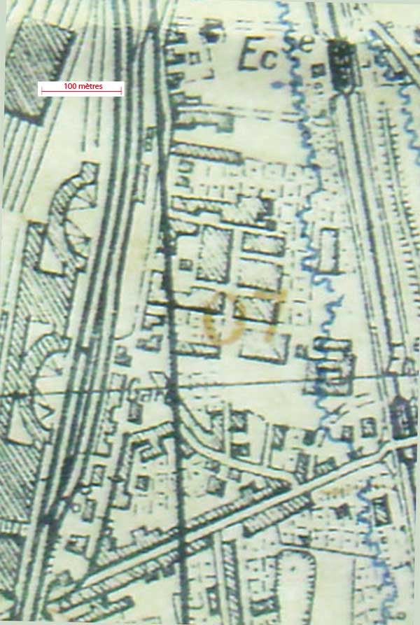 Plan cadastral de 1824 où sont positionnés quelques points remarquables