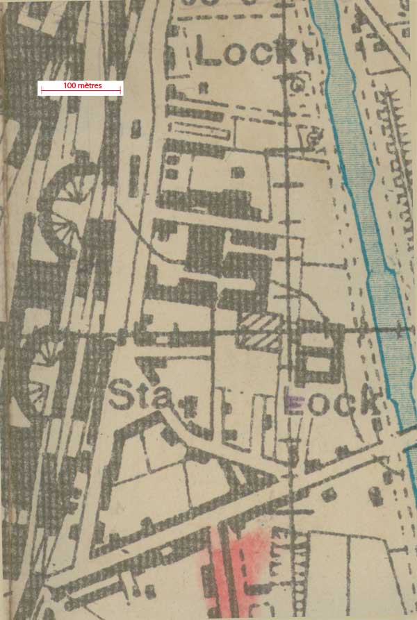 Plan cadastral de 1824 où sont positionnés quelques points remarquables
