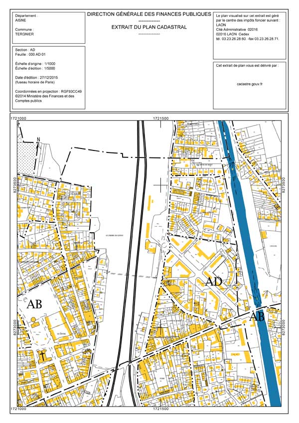 Plan cadastral en 2015