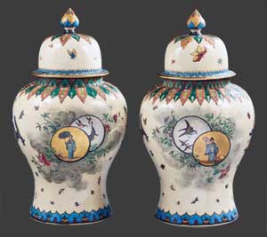 Paire de potiche,décor inspiration asiatique