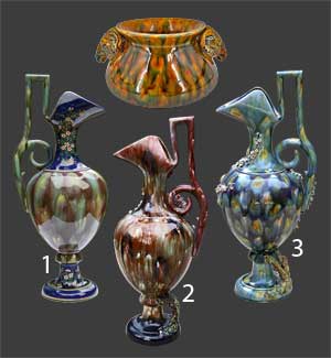 Vue de notre cache-pot entouré de trois aiguières.