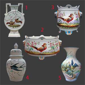 Vue de cinq vases de Tergnier.