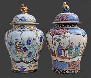 Vue de notre vase à côté d'un vase de Tergnier.