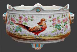 Jardinière,décor faisan doré
