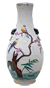 Vase flanellé, décor floral, oiseaux