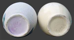 Vue du dessous des deux vases.