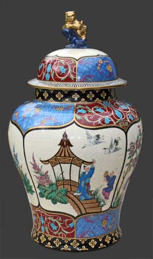 Potiche décor japonisant