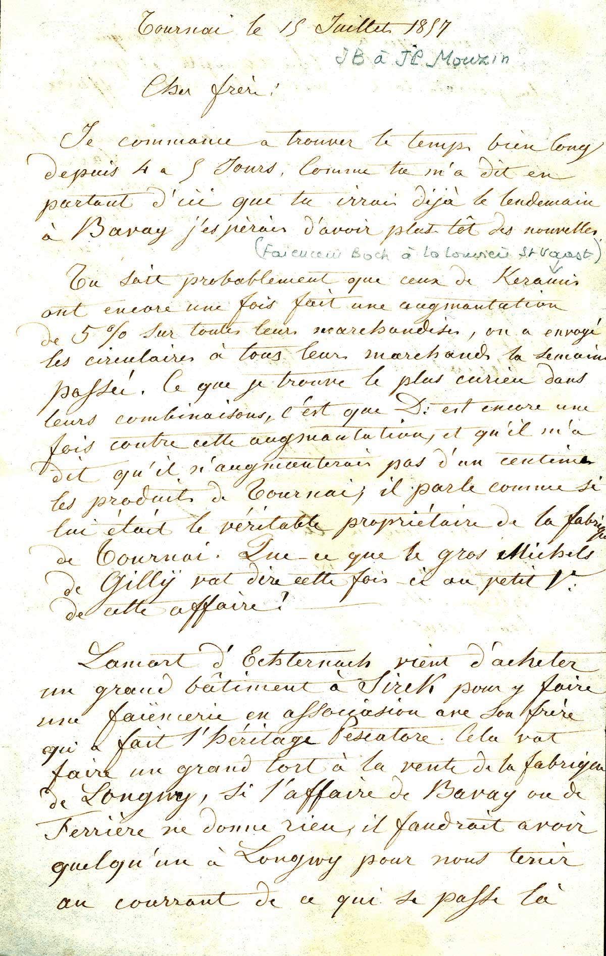 Page 1 de la lettre
