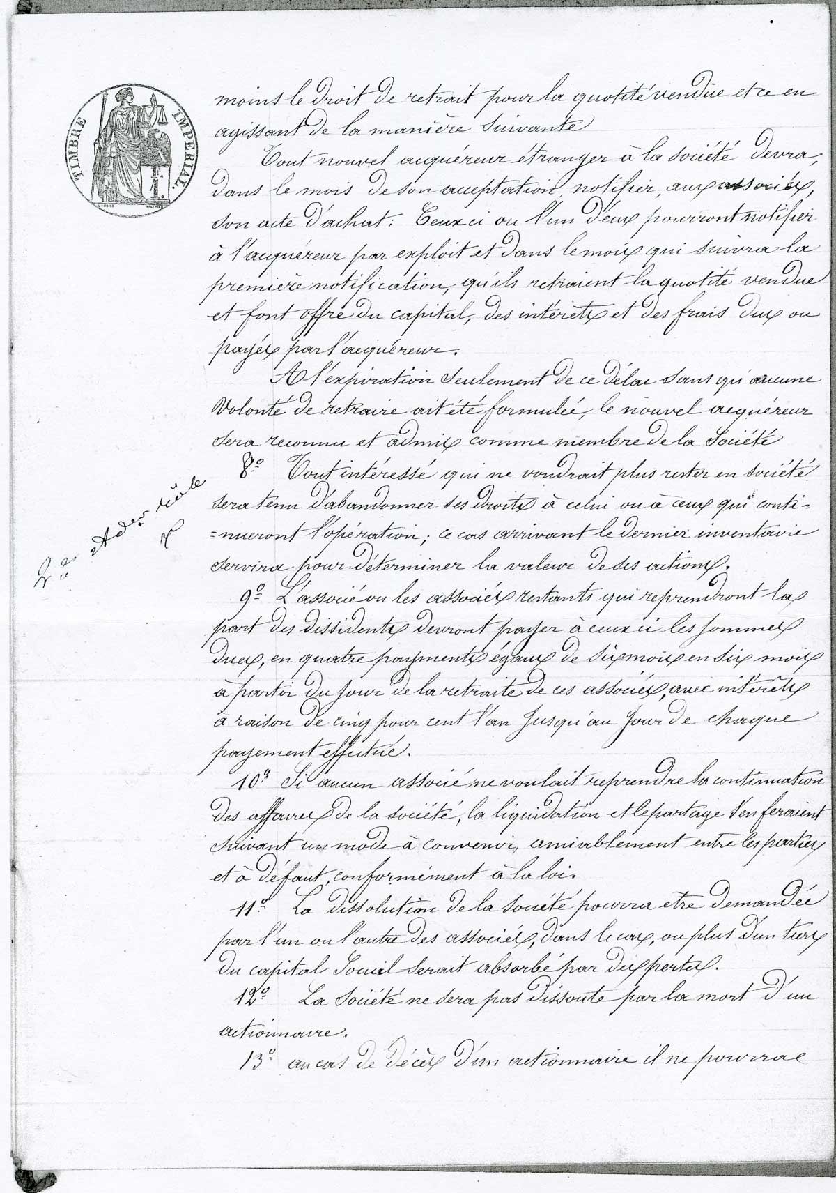 Page 3 de l'acte de société de la faïencerie d'Auguste Mouzin et Cie