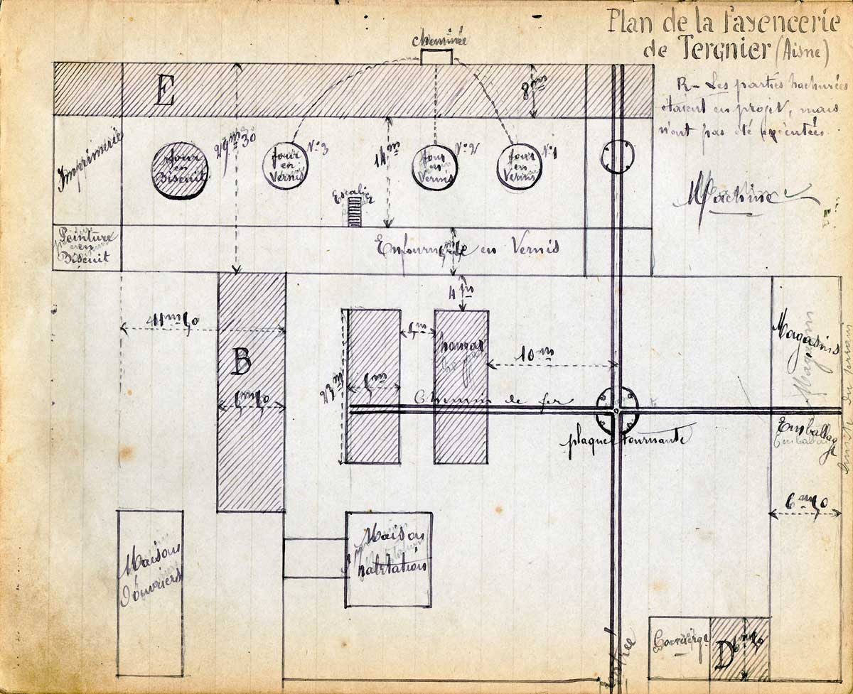 Croquis de la faïencerie de Tergnier