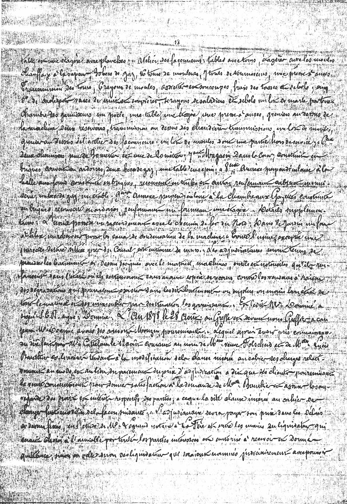 Page 18 d'extraits des minutes du tribunal de première instance à Laon de la vente de la faïencerie Auguste Mouzin et Cie à Tergnier