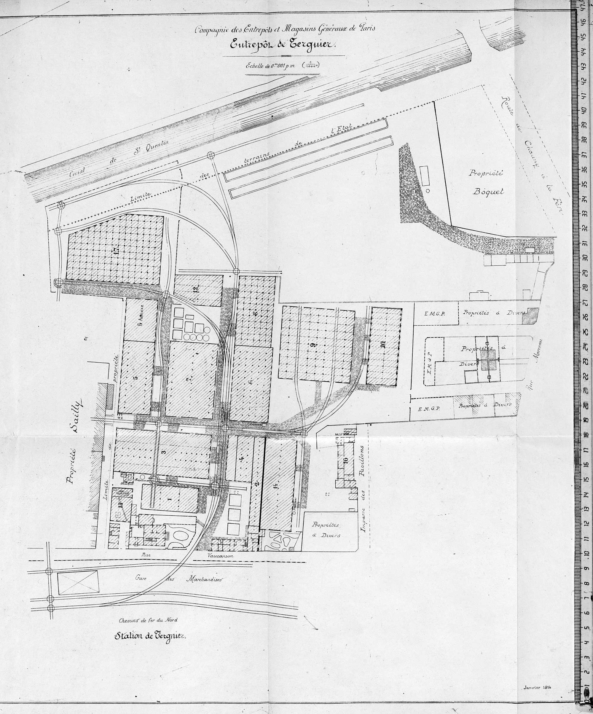Plan des Entrepôts et Magasin Généraux de Paris à Tergnier