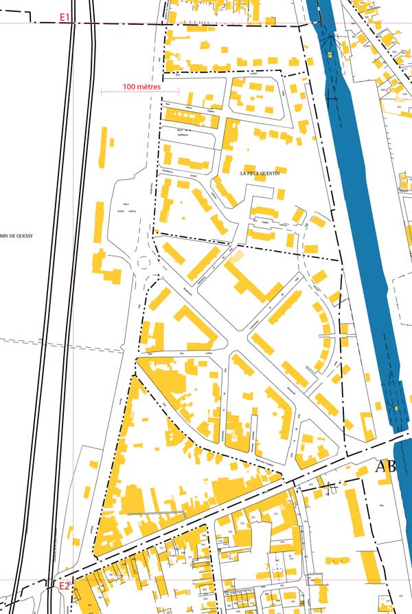 Plan cadastral en 2015 avec les points E1 et E2