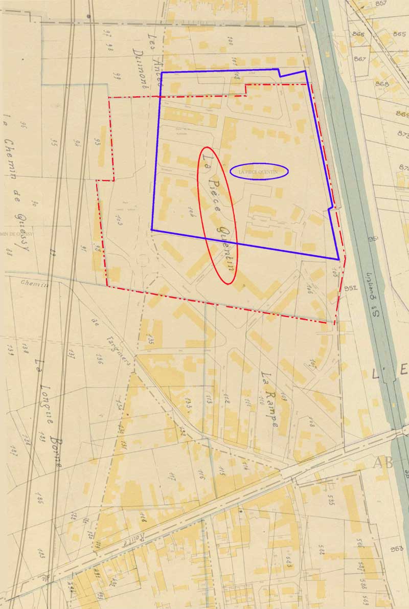 Plan cadastrale actuelle superposé à celui de 1824