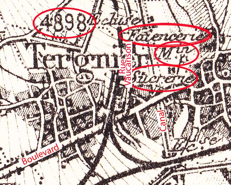 Plan cadastral actuel avec l'emplacement de la faïencerie