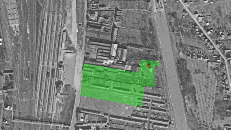 Vue aérienne où se trouvait la faïencerie