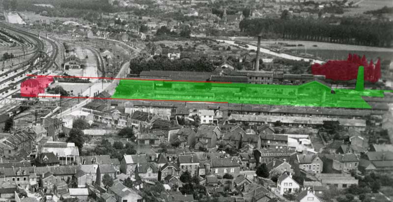 Vue aérienne où se trouvait la faïencerie