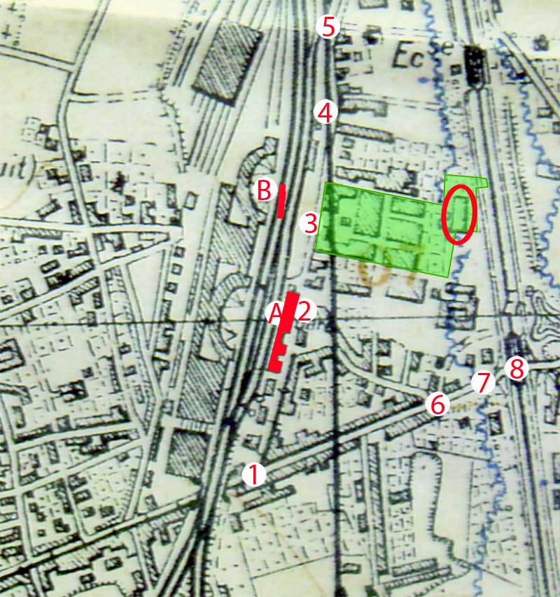 Plan de l'armée française avec l'emplacement de la faïencerie