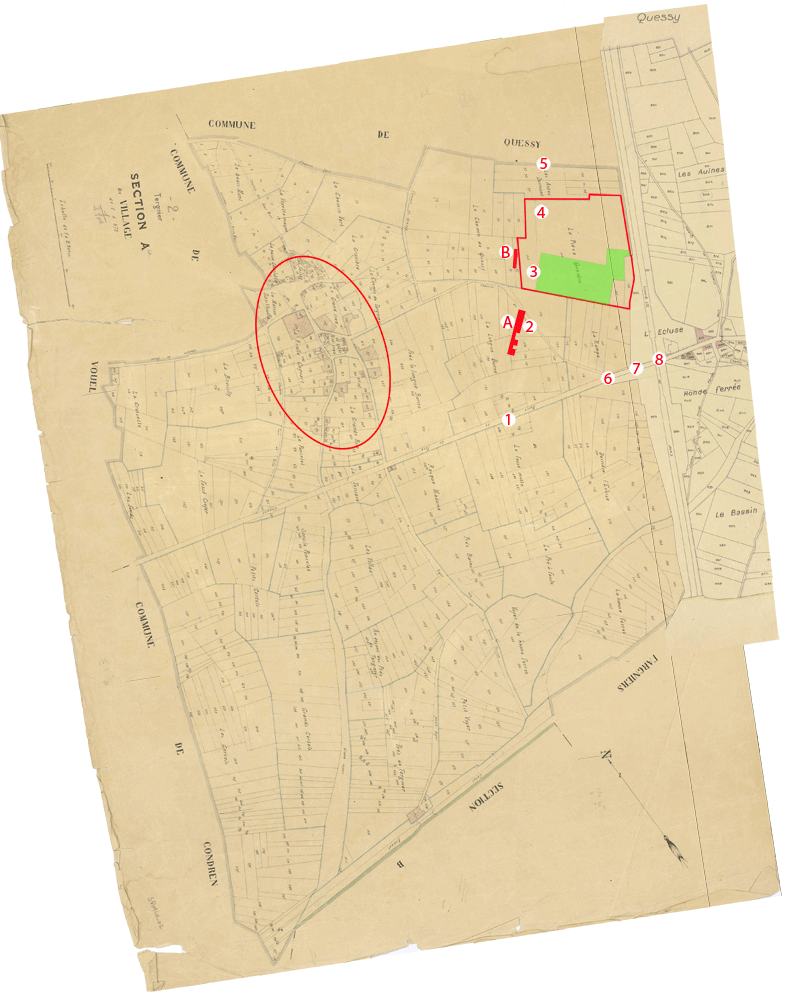 Plan cadastral actuel avec l'emplacement de la faïencerie