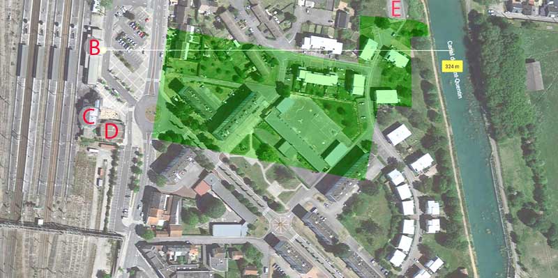 Vue avec Google Earth avec l'emplacement de la faïencerie