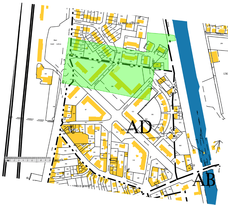 Plan cadastral actuel où est délimité le domaine de la faïencerie